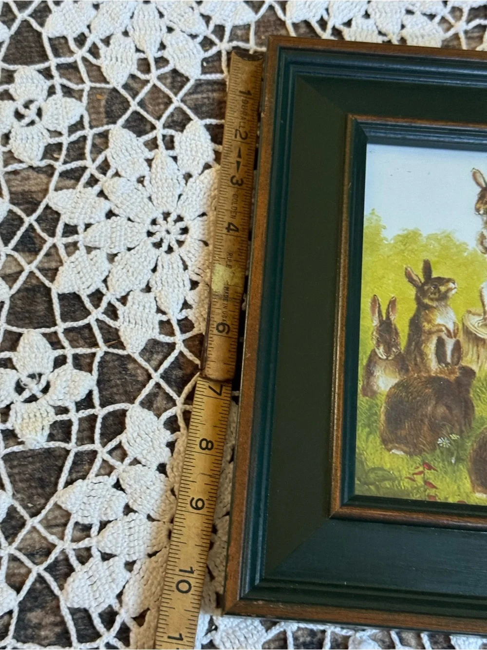Vintage Framed Rabbit Print Woodland Bunny Cottagecore Wall Art